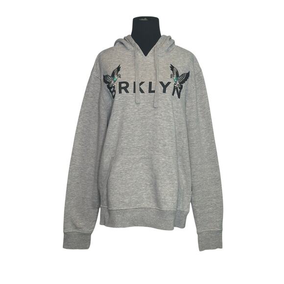 Brooklyn Cloth gray embroidered long sleeves hoodie sweatshirt size Medium - Picture 10 of 10